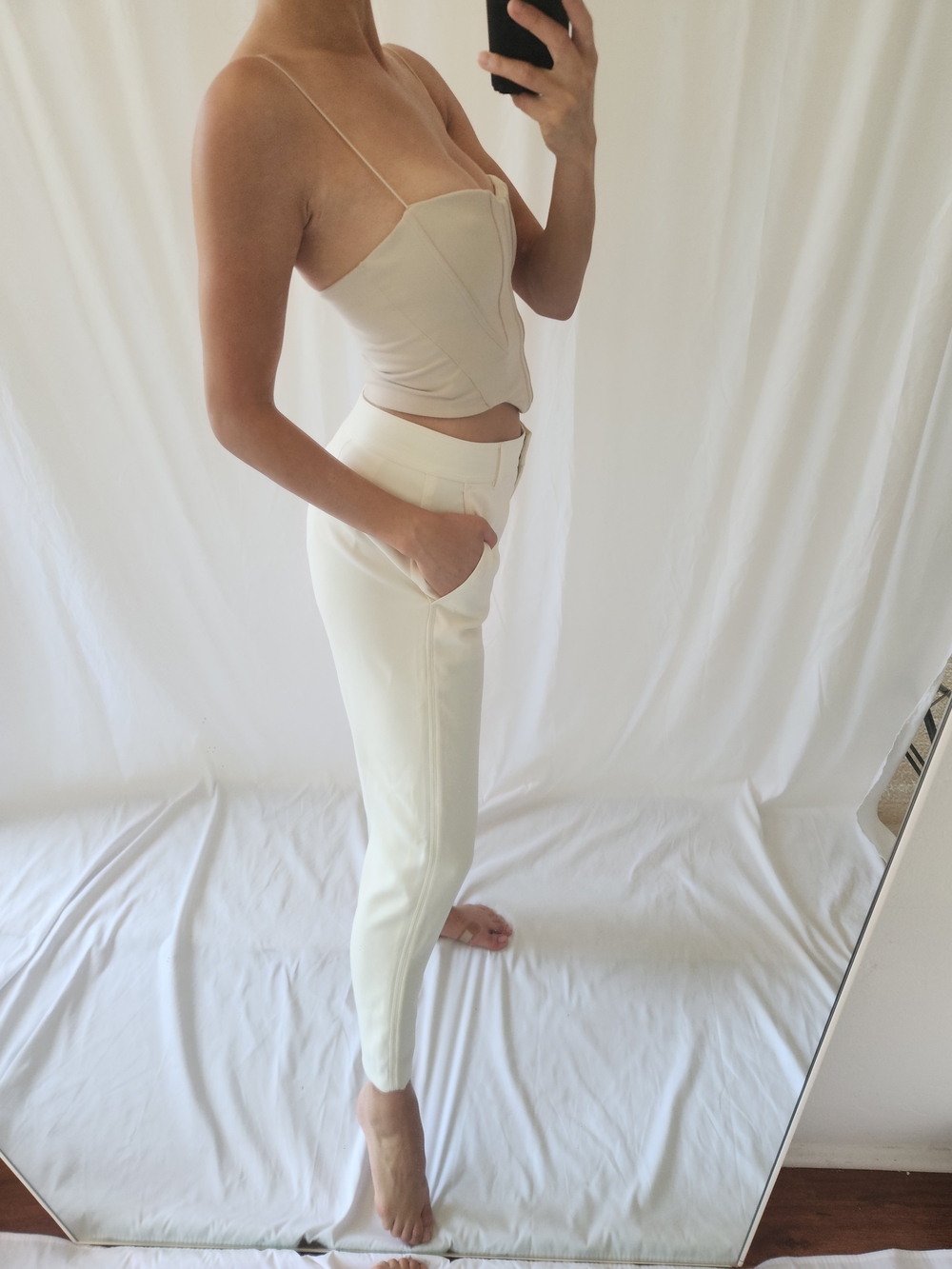Joah Brown Cream Corset Crop Top - Picture 4 of 12